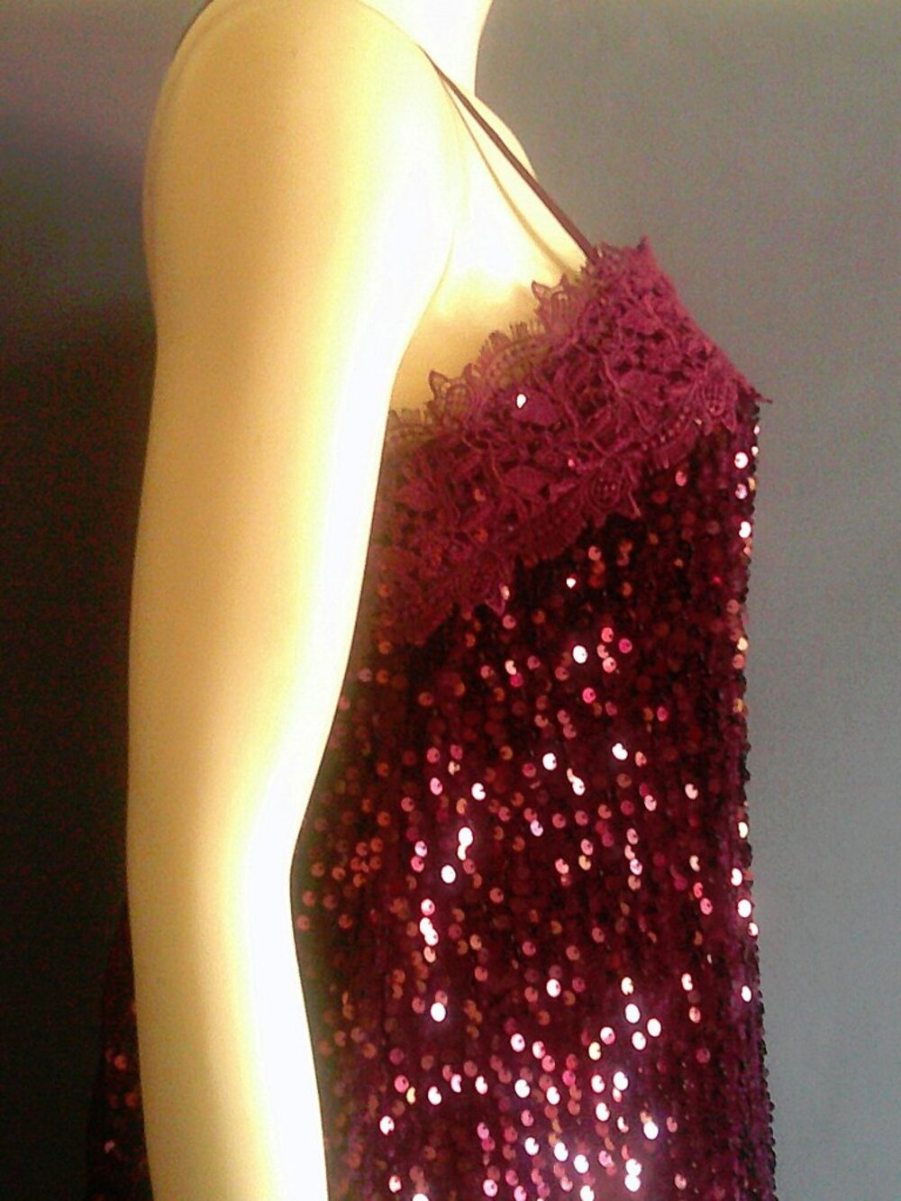 Free People Intimately Free NWT Fig Jam Burgundy Sequin That Girl Mini Dress Sm - Picture 9 of 13